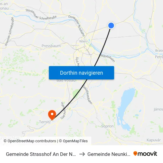 Gemeinde Strasshof An Der Nordbahn to Gemeinde Neunkirchen map
