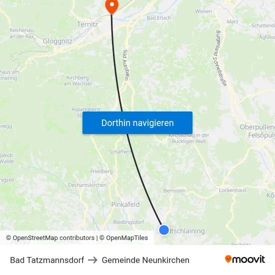 Bad Tatzmannsdorf to Gemeinde Neunkirchen map