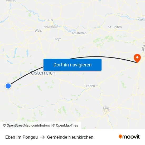 Eben Im Pongau to Gemeinde Neunkirchen map