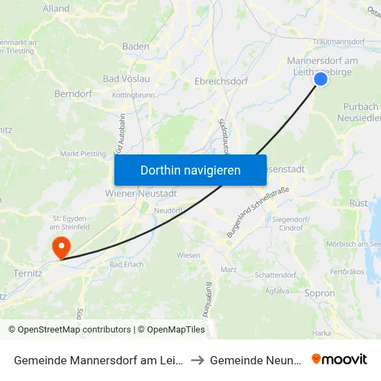 Gemeinde Mannersdorf am Leithagebirge to Gemeinde Neunkirchen map