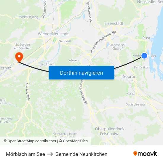 Mörbisch am See to Gemeinde Neunkirchen map