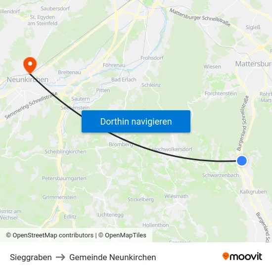 Sieggraben to Gemeinde Neunkirchen map