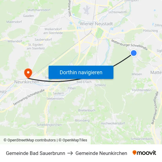 Gemeinde Bad Sauerbrunn to Gemeinde Neunkirchen map