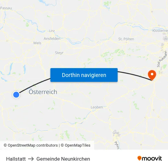 Hallstatt to Gemeinde Neunkirchen map