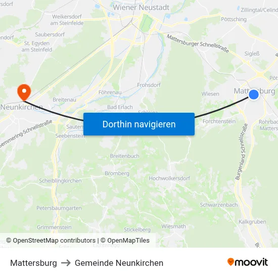 Mattersburg to Gemeinde Neunkirchen map