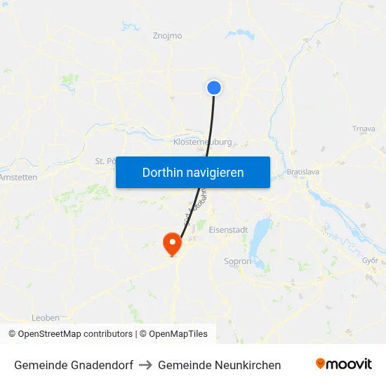 Gemeinde Gnadendorf to Gemeinde Neunkirchen map