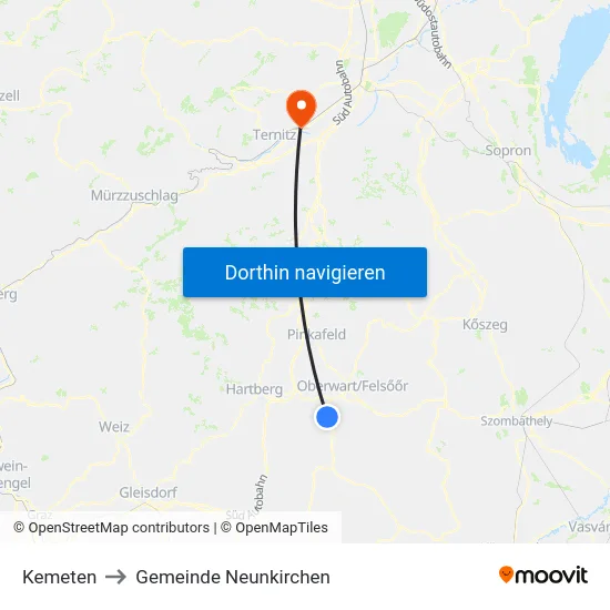 Kemeten to Gemeinde Neunkirchen map