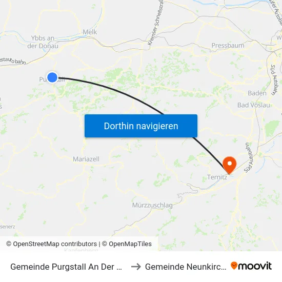 Gemeinde Purgstall An Der Erlauf to Gemeinde Neunkirchen map