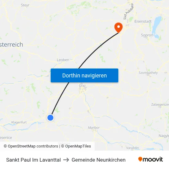 Sankt Paul Im Lavanttal to Gemeinde Neunkirchen map