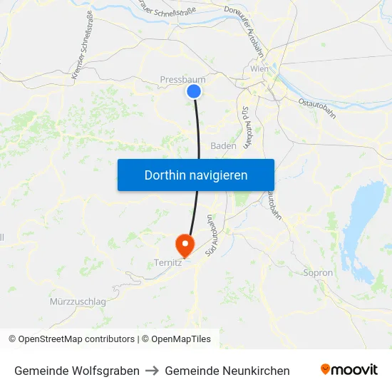 Gemeinde Wolfsgraben to Gemeinde Neunkirchen map