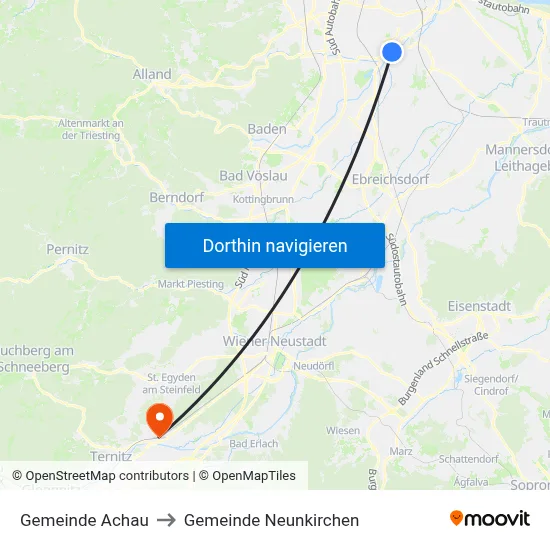Gemeinde Achau to Gemeinde Neunkirchen map