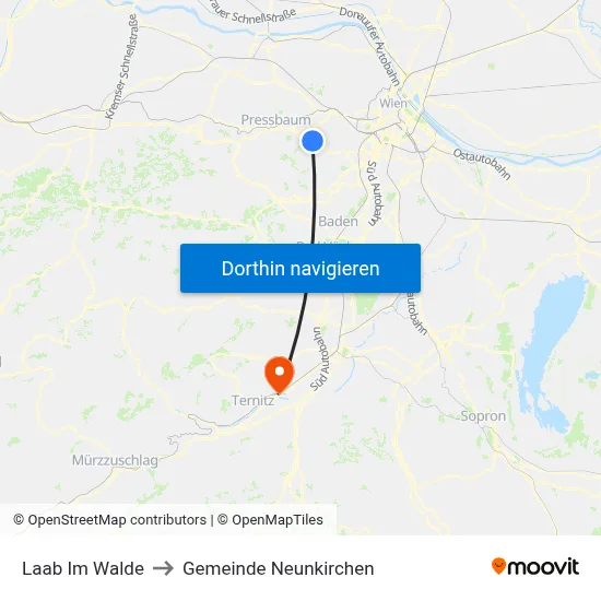 Laab Im Walde to Gemeinde Neunkirchen map