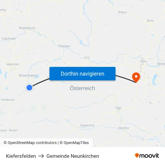 Kiefersfelden to Gemeinde Neunkirchen map