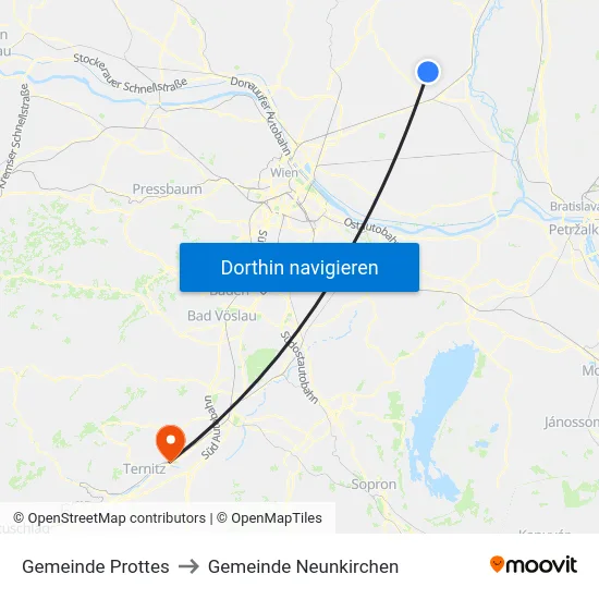 Gemeinde Prottes to Gemeinde Neunkirchen map