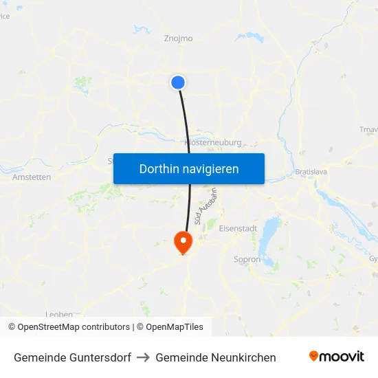 Gemeinde Guntersdorf to Gemeinde Neunkirchen map
