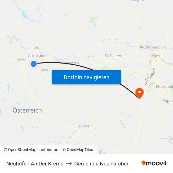 Neuhofen An Der Krems to Gemeinde Neunkirchen map