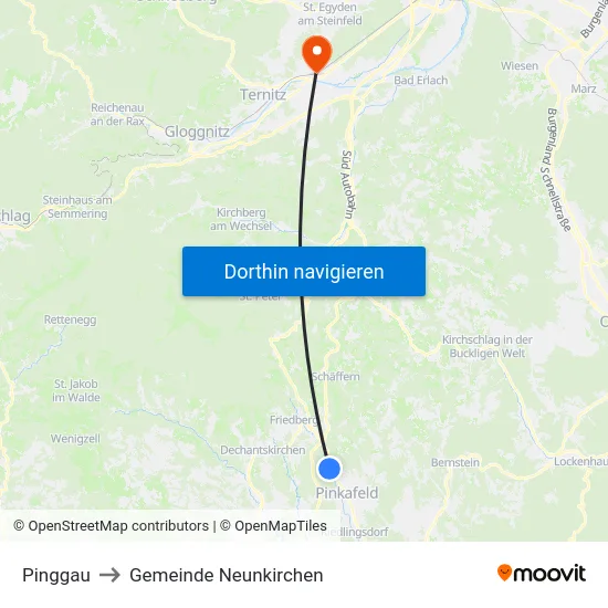Pinggau to Gemeinde Neunkirchen map