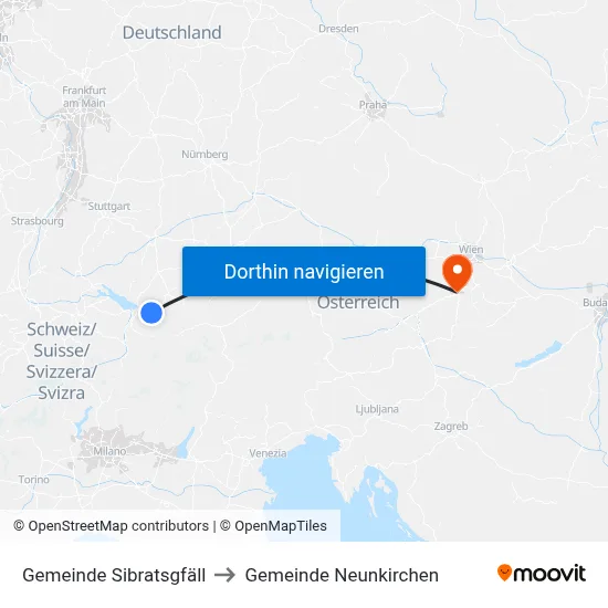 Gemeinde Sibratsgfäll to Gemeinde Neunkirchen map