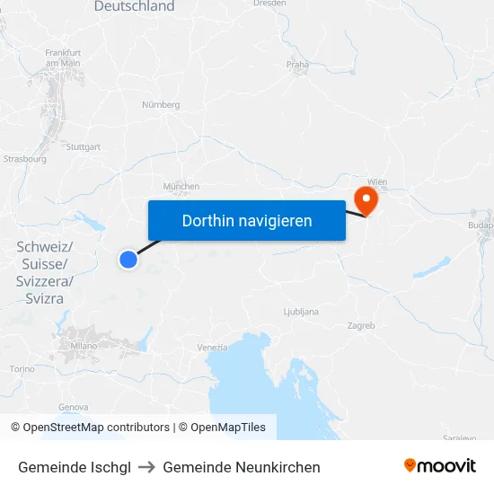Gemeinde Ischgl to Gemeinde Neunkirchen map