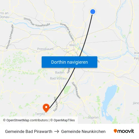 Gemeinde Bad Pirawarth to Gemeinde Neunkirchen map