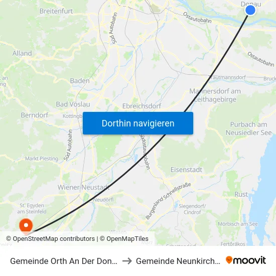 Gemeinde Orth An Der Donau to Gemeinde Neunkirchen map