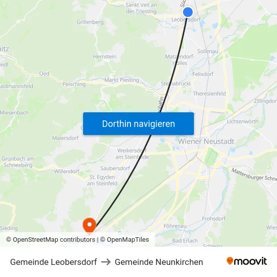 Gemeinde Leobersdorf to Gemeinde Neunkirchen map
