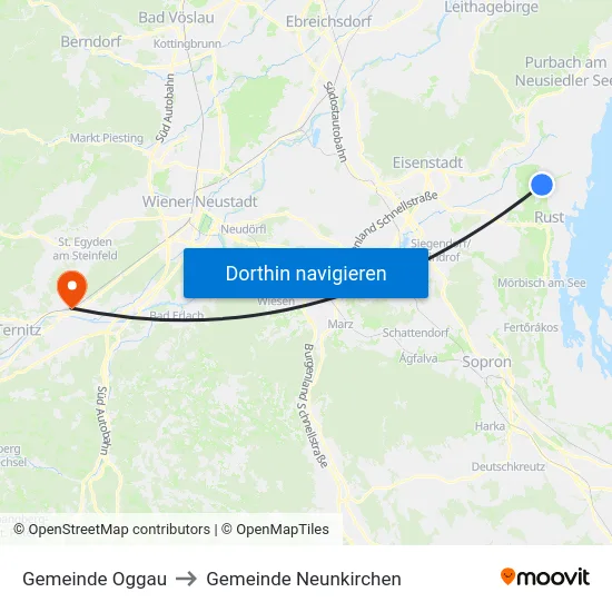 Gemeinde Oggau to Gemeinde Neunkirchen map