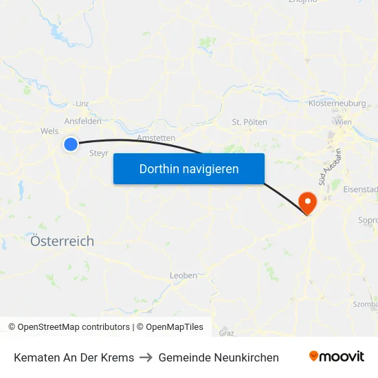 Kematen An Der Krems to Gemeinde Neunkirchen map
