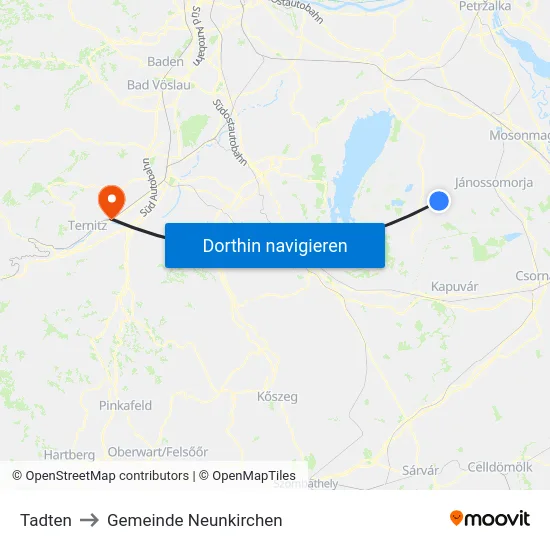 Tadten to Gemeinde Neunkirchen map