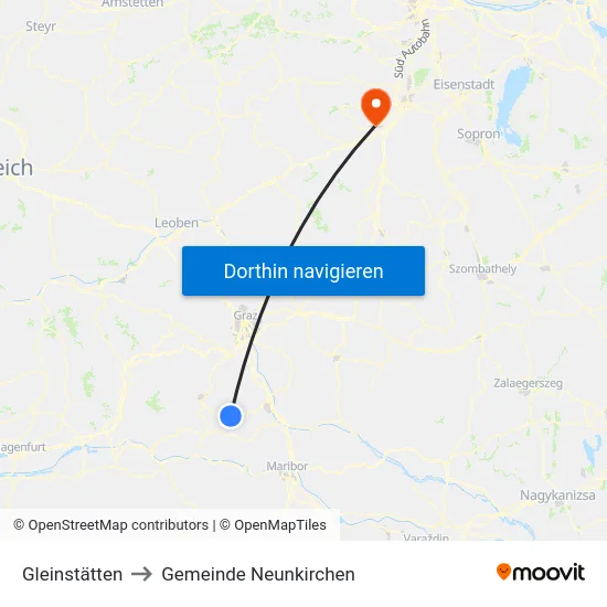 Gleinstätten to Gemeinde Neunkirchen map