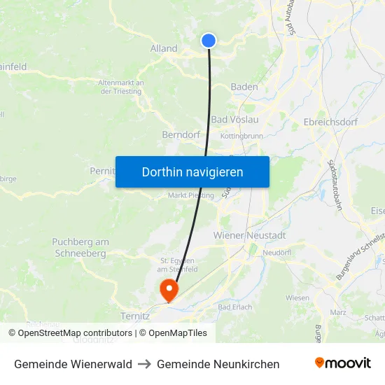 Gemeinde Wienerwald to Gemeinde Neunkirchen map