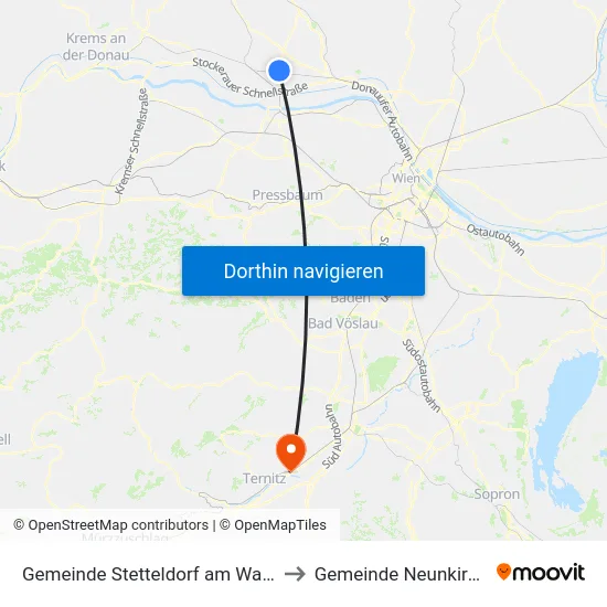 Gemeinde Stetteldorf am Wagram to Gemeinde Neunkirchen map