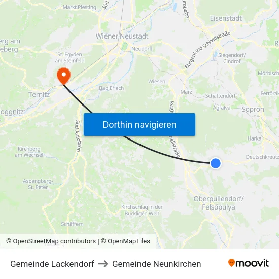 Gemeinde Lackendorf to Gemeinde Neunkirchen map