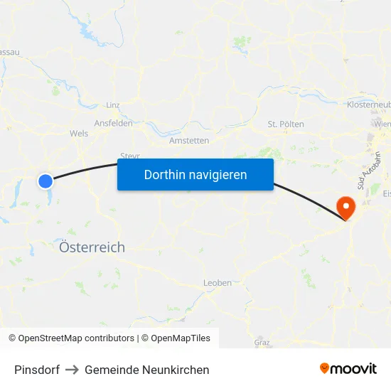 Pinsdorf to Gemeinde Neunkirchen map