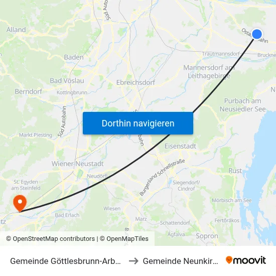 Gemeinde Göttlesbrunn-Arbesthal to Gemeinde Neunkirchen map