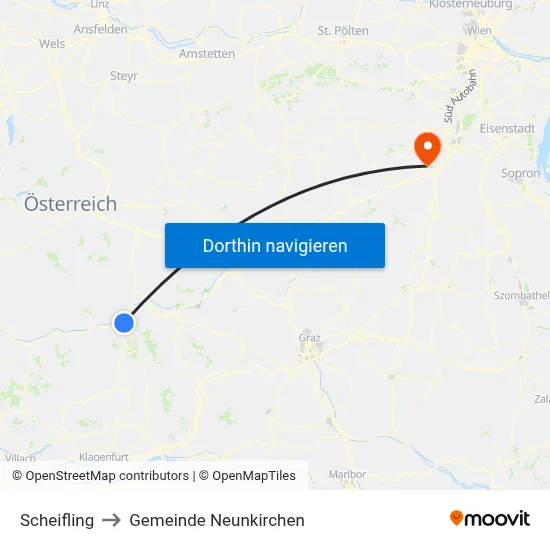 Scheifling to Gemeinde Neunkirchen map