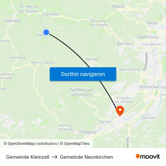 Gemeinde Kleinzell to Gemeinde Neunkirchen map