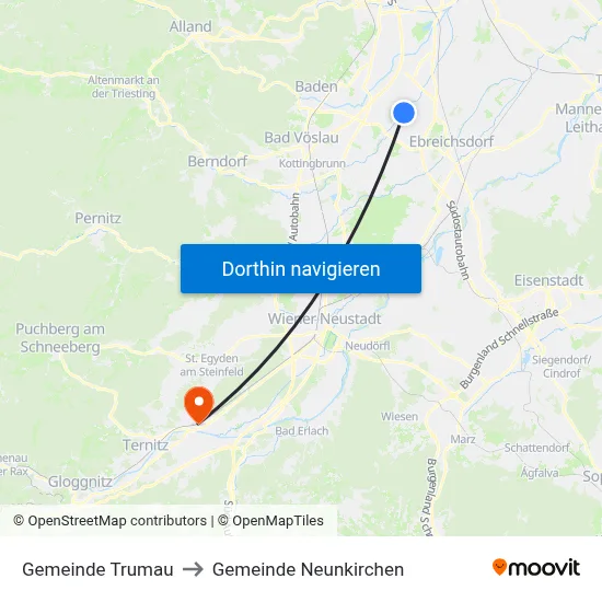 Gemeinde Trumau to Gemeinde Neunkirchen map