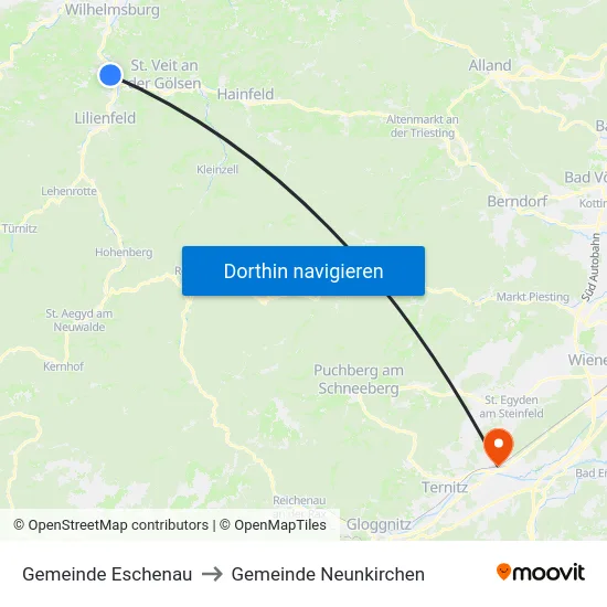 Gemeinde Eschenau to Gemeinde Neunkirchen map