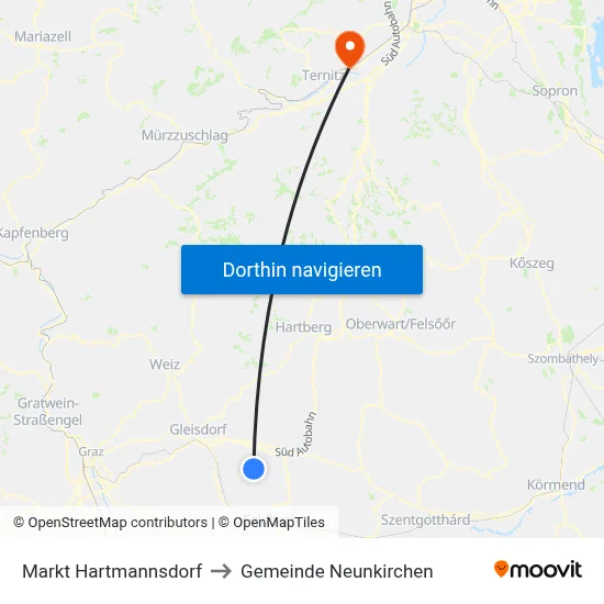 Markt Hartmannsdorf to Gemeinde Neunkirchen map