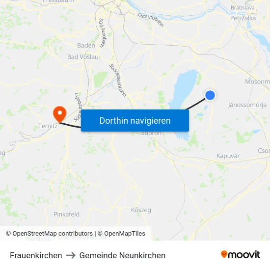 Frauenkirchen to Gemeinde Neunkirchen map