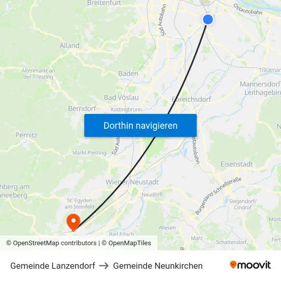 Gemeinde Lanzendorf to Gemeinde Neunkirchen map