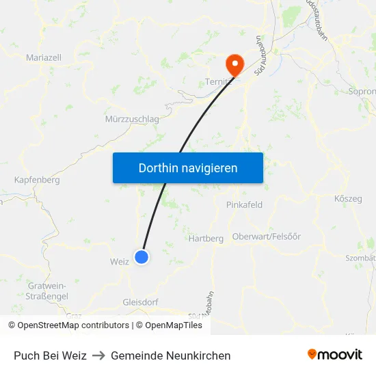 Puch Bei Weiz to Gemeinde Neunkirchen map