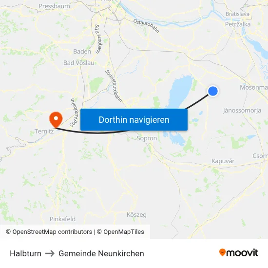 Halbturn to Gemeinde Neunkirchen map