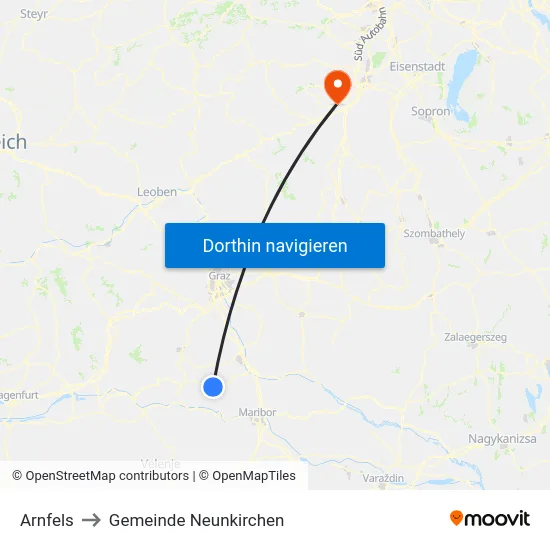 Arnfels to Gemeinde Neunkirchen map