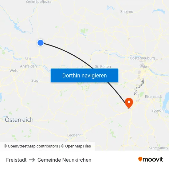 Freistadt to Gemeinde Neunkirchen map