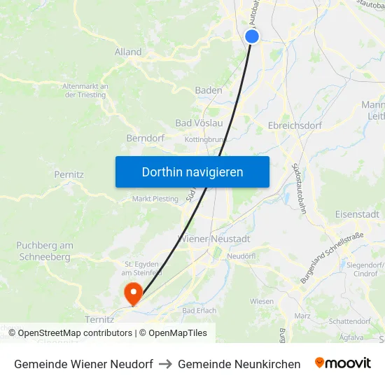 Gemeinde Wiener Neudorf to Gemeinde Neunkirchen map