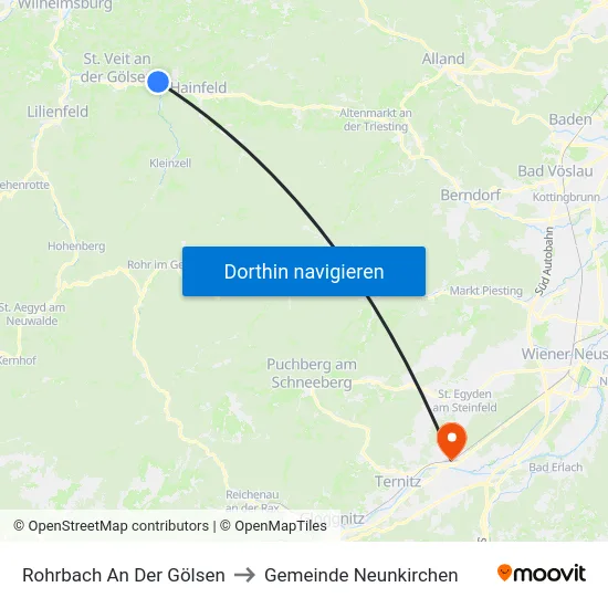 Rohrbach An Der Gölsen to Gemeinde Neunkirchen map