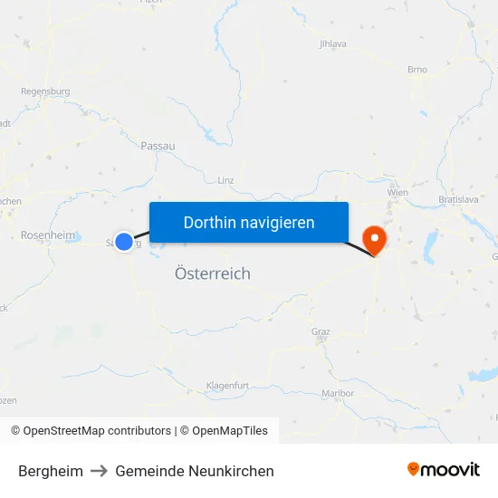 Bergheim to Gemeinde Neunkirchen map