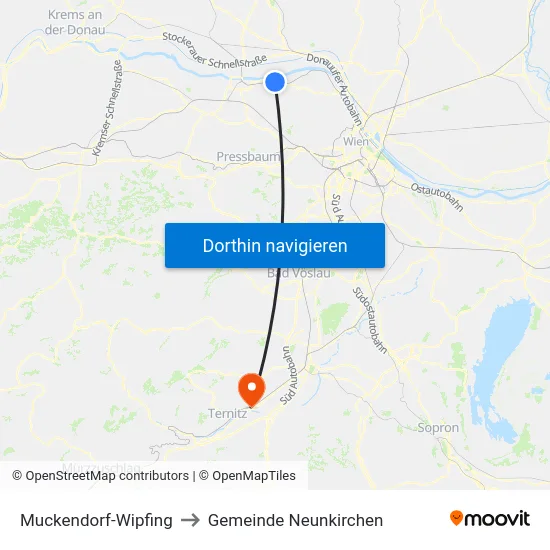 Muckendorf-Wipfing to Gemeinde Neunkirchen map